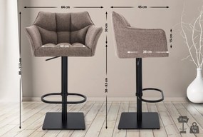Barová stolička Damas B1 - látka, čierny rám - Sivo-hnedá (Taupe)