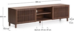 Tmavohnedý TV stolík v dekore orecha 180x49,5x42,5 cm Beyla – Kave Home