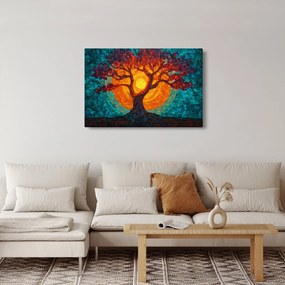 Obraz - Strom života a slnko v mozaike (90x60 cm)