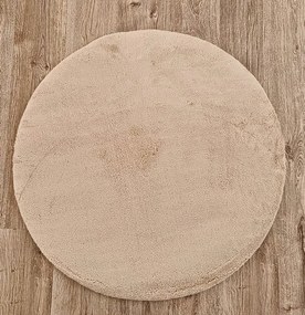 Okrúhly béžový koberec s vysokým vlasom Plush Deluxe Rozmer: 80x80 cm