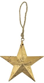 Dekorácia zlatá kovová hviezda na povrázku - 15*1*15cm