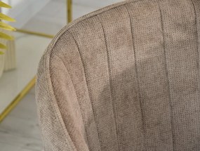 Čalúnená jedálenská stolička MADDEN hnedá + zlaté nohy