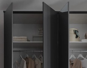 Šatníková skriňa so zrkadlami Kevo, 270 cm, grafitová