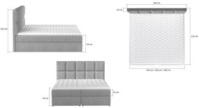 Box spring posteľ Grass 200x185cm, žltá žinilka