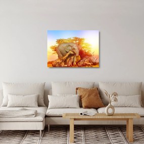 Sklenený obraz afrických zvieratiek (70x50 cm)