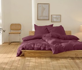 Ľanová posteľná bielizeň, vínová, štandardná veľkosť