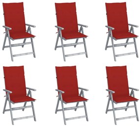 Záhradné sklápacie stoličky 6 ks s podložkami akáciový masív