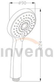 Invena Dafni, 3-funkčná ručná sprchová hlavica okrúhla, chróm-biela, INV-AS-02-002-X