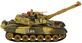 KIK Diaľkovo ovládaný RC vojenský tank 2,4 GHz, púštny, 360° veža, realistické zvuky a LED