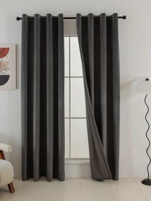 Zamatové zatemňovacie závesy Cesar tmavo sivé- 140 x 250 cm (2ks) - krúžky