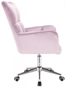 LuxuryForm DESIGN Kreslo AURORA VELUR na strieborné podstave s kolieskami - levanduľa