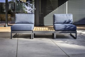 Ocean skid Platform konferenčný stolík sivo modrý / teak top