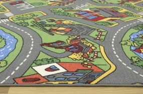 Vopi, Detský kusový koberec Hravé mesto štvorec, 60x60, viacfarebná, detská izba