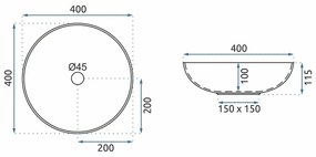 Rea Mexico, umývadlo na dosku 400x400x200 mm, viacfarebné, REA-U6030