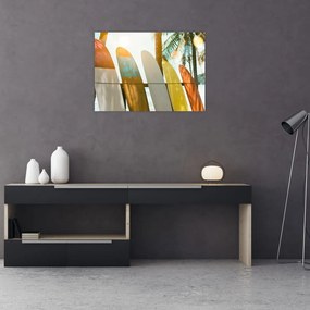 Sklenený obraz - Surfovacie dosky (70x50 cm)