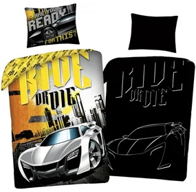 Bavlnené posteľné obliečky Rýchlo a zbesilo - Fast & Furious - so svietiacim efektom - 100% bavlna - 70 x 90 cm + 140 x 200 cm