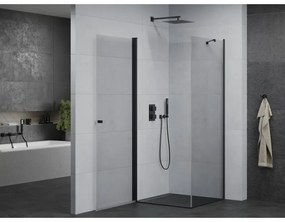 Mexen Pretoria, sprchovací kút 100 (dvere) x 100 (stena) cm, 6mm číre sklo, čierny profil, 852-100-100-70-00