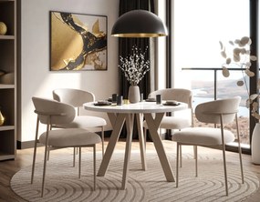 OKRÚHLY ROZKLADACÍ JEDÁLENSKÝ STÔL EWALD BIELY LESK + KAŠMÍR NOHY 100/140 cm