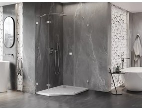 Mexen Lunar, päťuholníkový sprchový kút s ľavým sklonom 90 x 100 cm, 8mm číre sklo, chrómový profil, 831-090L-100P-01-00-L