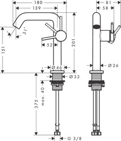 Hansgrohe Tecturis S, páková umývadlová batéria 150 Fine CoolStart EcoSmart+ bez odtokovej súpravy, kartáčovaný bronz, HAN-73341140