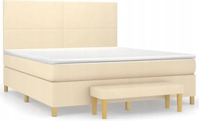 vidaXL Kontinentálna posteľ s matracom, krémová, tkanina, 160 x 200 cm