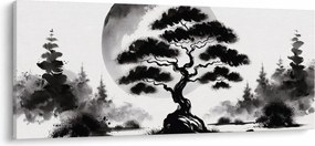 Obraz – Čiernobiela bonsai (120x50 cm)