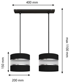 Luster na lanku HELEN 2xE27/15W/230V čierna