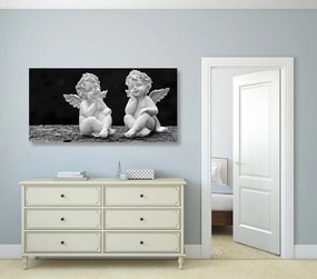 Obraz dvojica malých anjelov v čiernobielom prevedení Varianta: 100x50