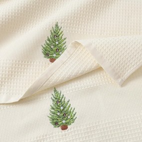 Goldea vianočná kuchynská vaflová utierka s výšivkou - stromček na krémovom 50 x 70 cm