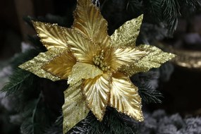 Zlatá lesklá vianočná ruža 27cm