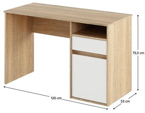 PC stolík Bolegy (dub sonoma + biela) . Vlastná spoľahlivá doprava až k Vám domov. 1097193
