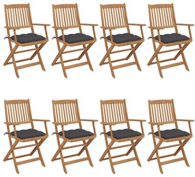Skladacie záhradné stoličky 8 ks s podložkami akáciový masív