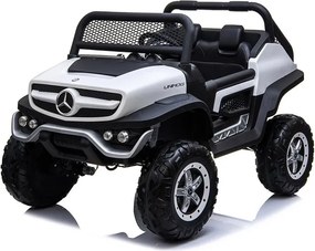 LEAN CARS Elektrické autíčko Mercedes Unimog 4x4 biele, LED, MP3