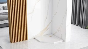 Päťuholníková sprchová akrylátová vanička REA DIAMOND 80x80 cm biela