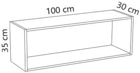 Závesná otvorená polica MODERN - 100x30x35 cm - biela