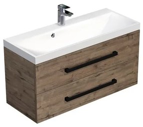 Kúpeľňová skrinka s čiernou úchytkou a umývadlom SAT Cube Way 100x53x40 cm dub Wellington mat CUBE2C100ZDW, 1 ks