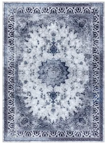 Koberec MIRO 51822.812 Rozeta s rámom, protišmykový, prateľný, modro-biely