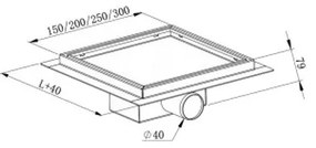 Mexen Flat nerezová podlahová vpusť 12x12 cm, zlatá, 1510012