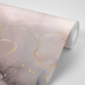 Tapeta elegantné kvety s ružovo-zlatým nádychom