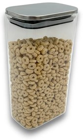 Arte Regal Sklenená obdĺžniková dóza s nerezovým vekom, 1,8l NEREZ VIVO