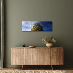 Obraz - Deň a noc (s hodinami) (90x30 cm)