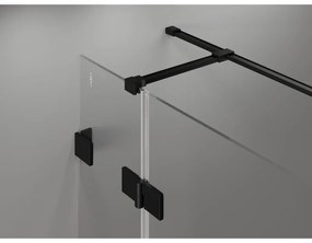 Mexen Lunar T, sklápací sprchový kút ľavý 115 x 100 cm, 8mm číre sklo, čierny profil, 834T-115-100-70-00-L