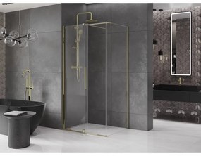 Mexen Velar, sprchový kút s posuvnými dverami 100(dvere) x 120(stena) cm, 8mm číre sklo, zlatá lesklá, 871-100-120-01-50