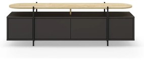 Čierny TV stolík v dekore duba 160x48 cm Hinoa – Marckeric