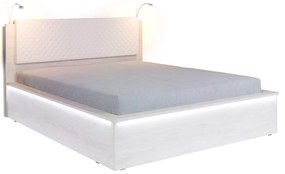 Posteľ Verdek VD06, Farby: dub monastery / dub monastery + ekokoža Soft Pik 011, Osvetlenie: osvetlenie LED