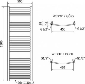 Mexen Helios, vykurovacie teleso 1500x500 mm, 537 W, zlatá lesklá, W103-1500-500-00-50