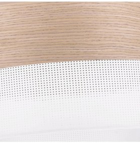 Závesné svietidlo Wood, 1x béžová dubová dýha/biele PVC tienidlo, (fi 20cm)