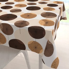 Biante Bavlnený štvorcový obrus Sandra SA-488 Hnedo-béžové designové púpavy 130x130 cm