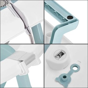 SPRINGOS Skladacia detská vanička 35 L pre bábätká, s teplomerom a vankúšikom, biela a modrá SB0063