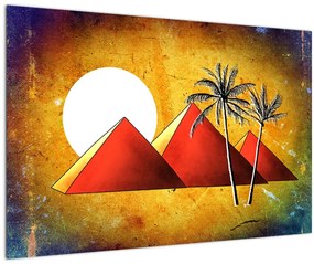 Obraz maľovaných egyptských pyramíd (90x60 cm)